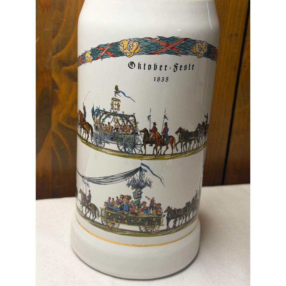Vintage Gerz Germany Ceramic Beer Mug - Oktoberfest 1835 Parade Design